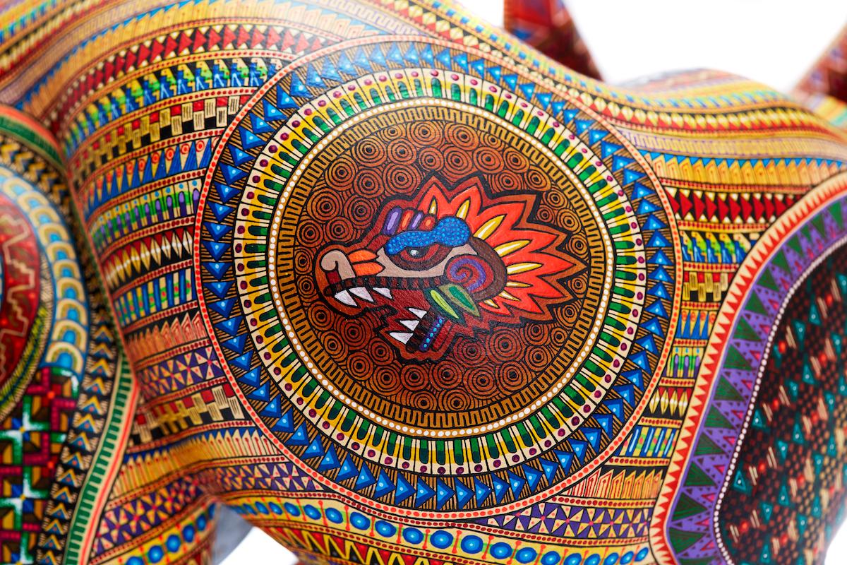 Coyote Rojo - Red Coyote - Mexican Folk Art  Cactus Fine Art - Naturalistic Sculpture by Manuel Cruz Prudencio 