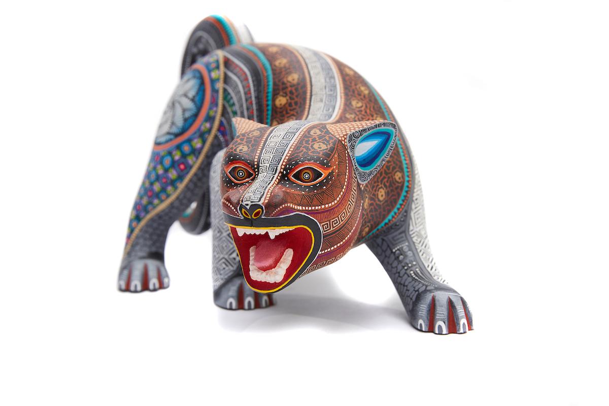 Manuel Cruz Prudencio  Figurative Sculpture - Jaguar Zapoteco - Zapotec Jaguar - Mexican Folk Art  Cactus Fine Art
