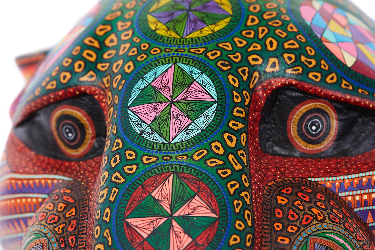 Mascara Jaguar - Jaguar Mask - Mexican Folk Art  Cactus Fine Art - Naturalistic Sculpture by Manuel Cruz Prudencio 