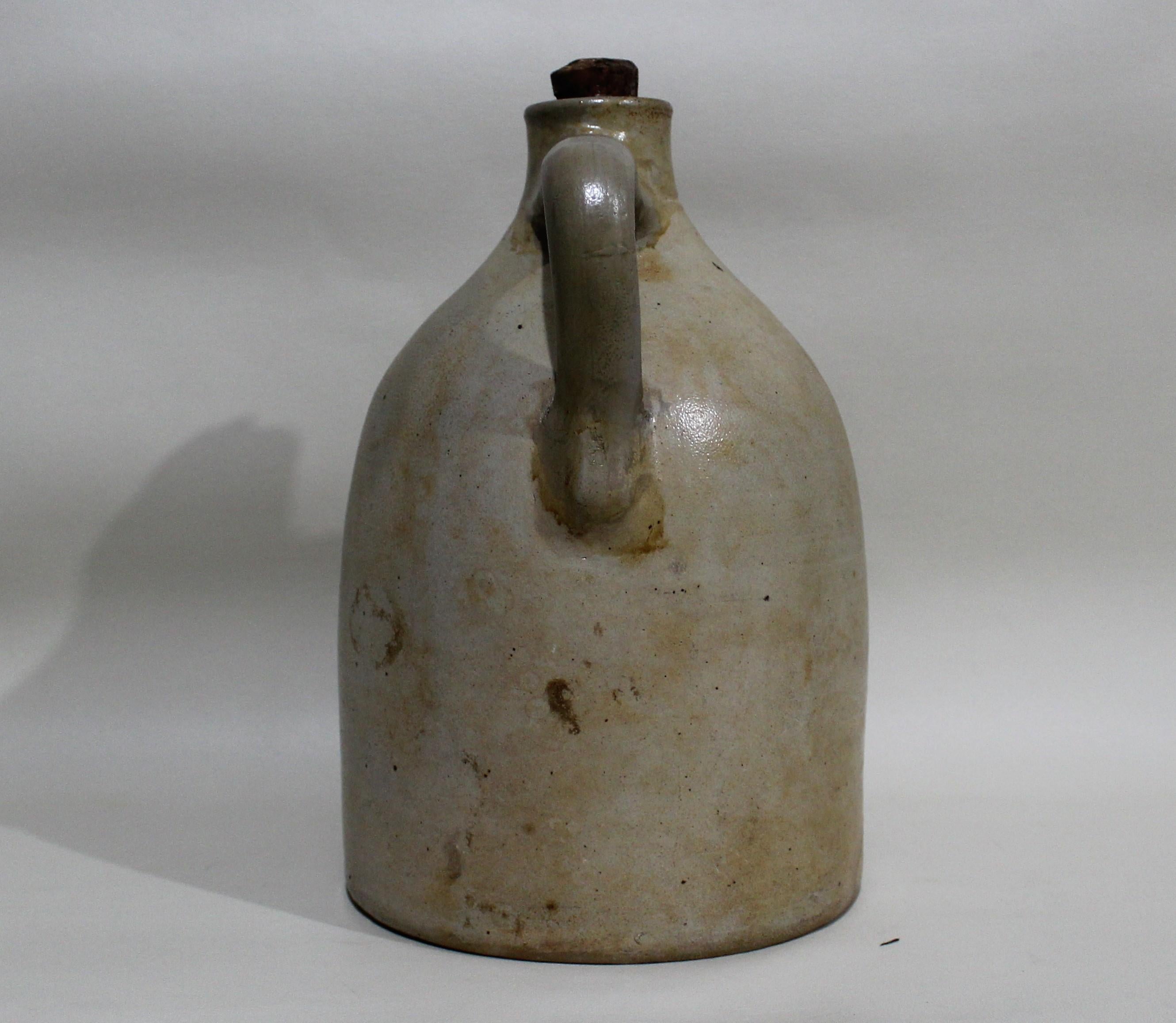 Manuel Enos New Bedford Massachusetts Stoneware Whisky Jug In Good Condition In Hamilton, Ontario