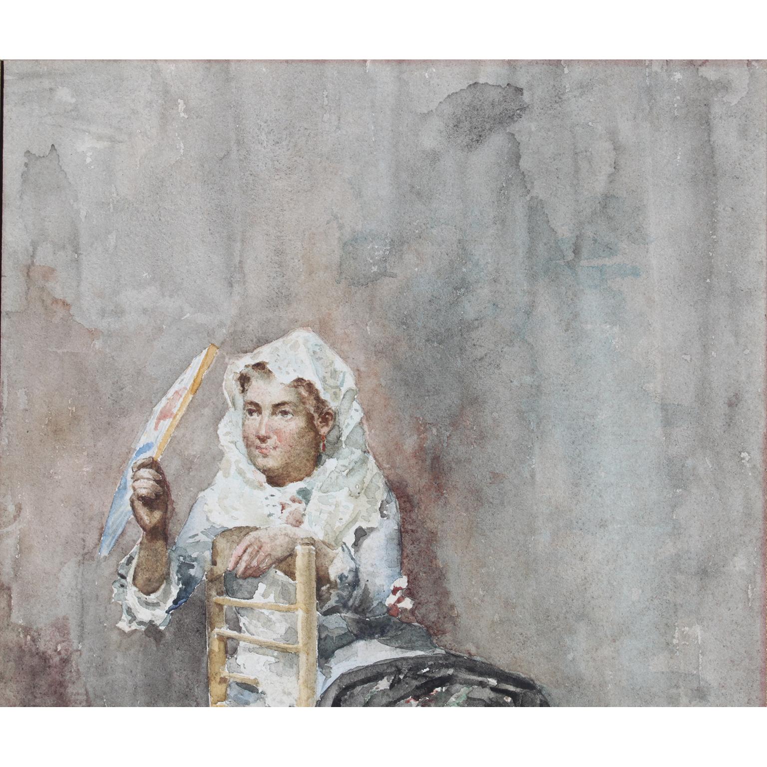 Spagnolo Manuel Espinosa y Carbia (spagnolo, nato nel 1840) Acquerello fine 