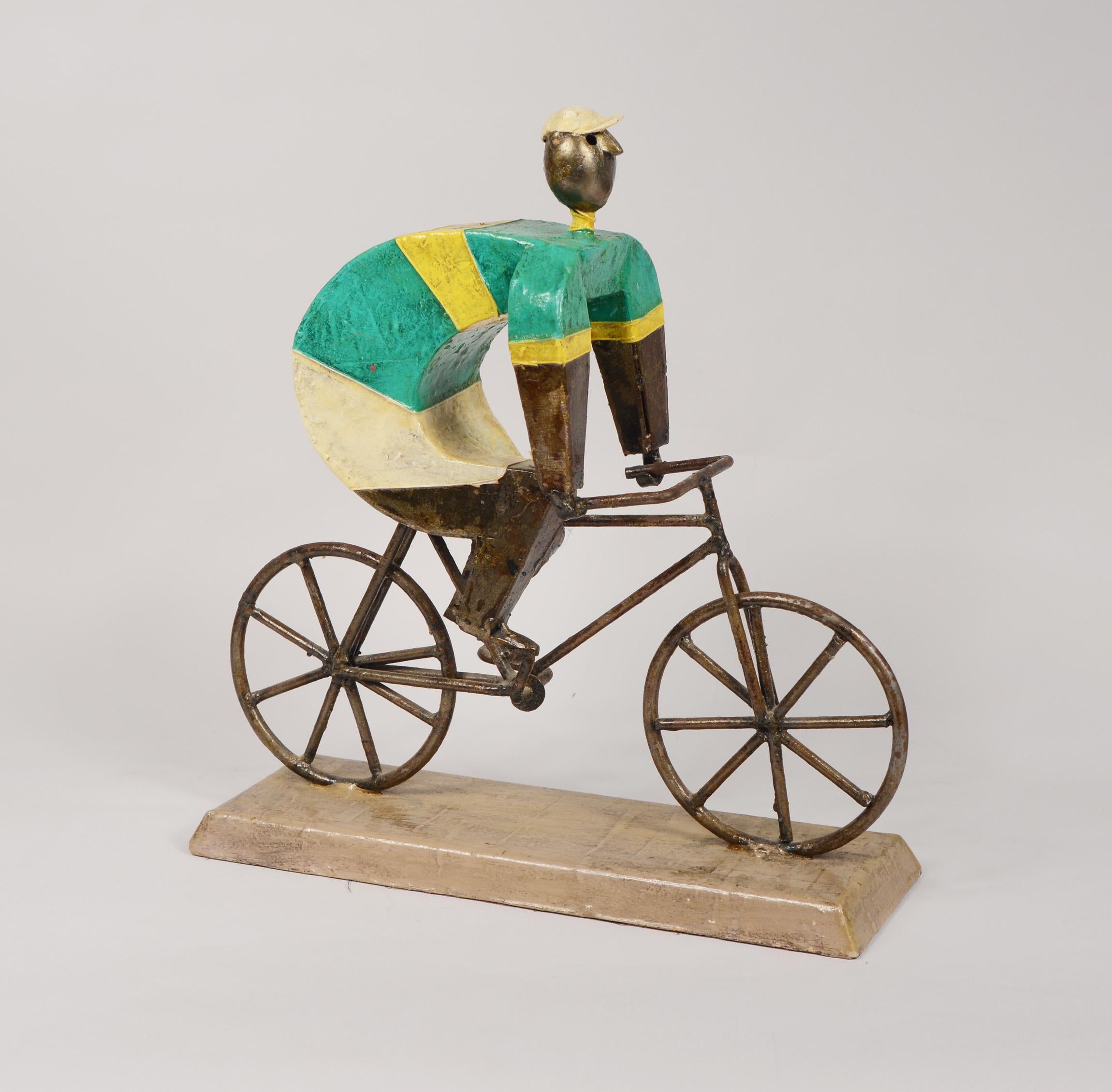 Mid-Century Modern Manuel Felguerez Iron and Paper Mache Bicyclist Sculpture