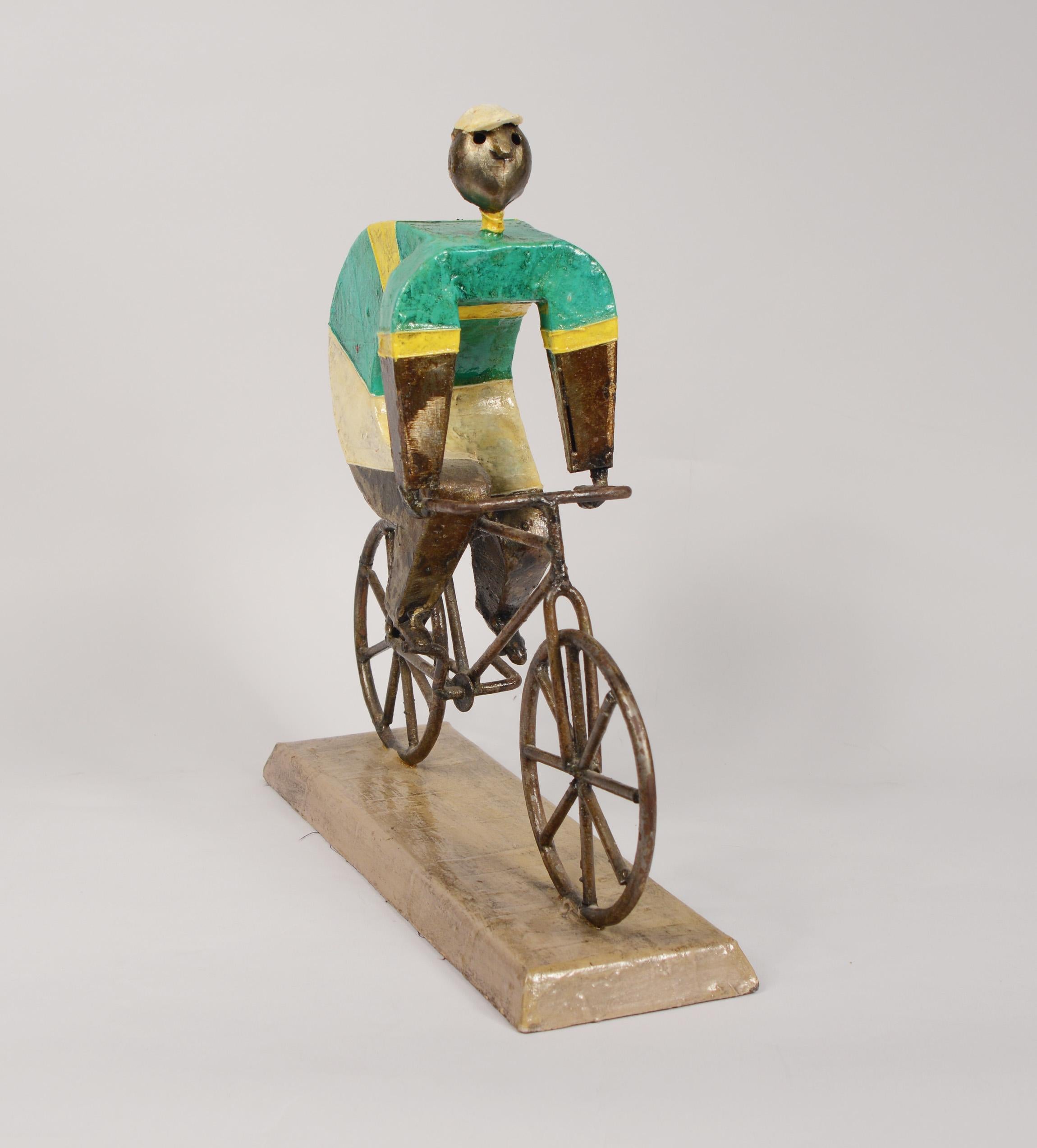Mexican Manuel Felguerez Iron and Paper Mache Bicyclist Sculpture
