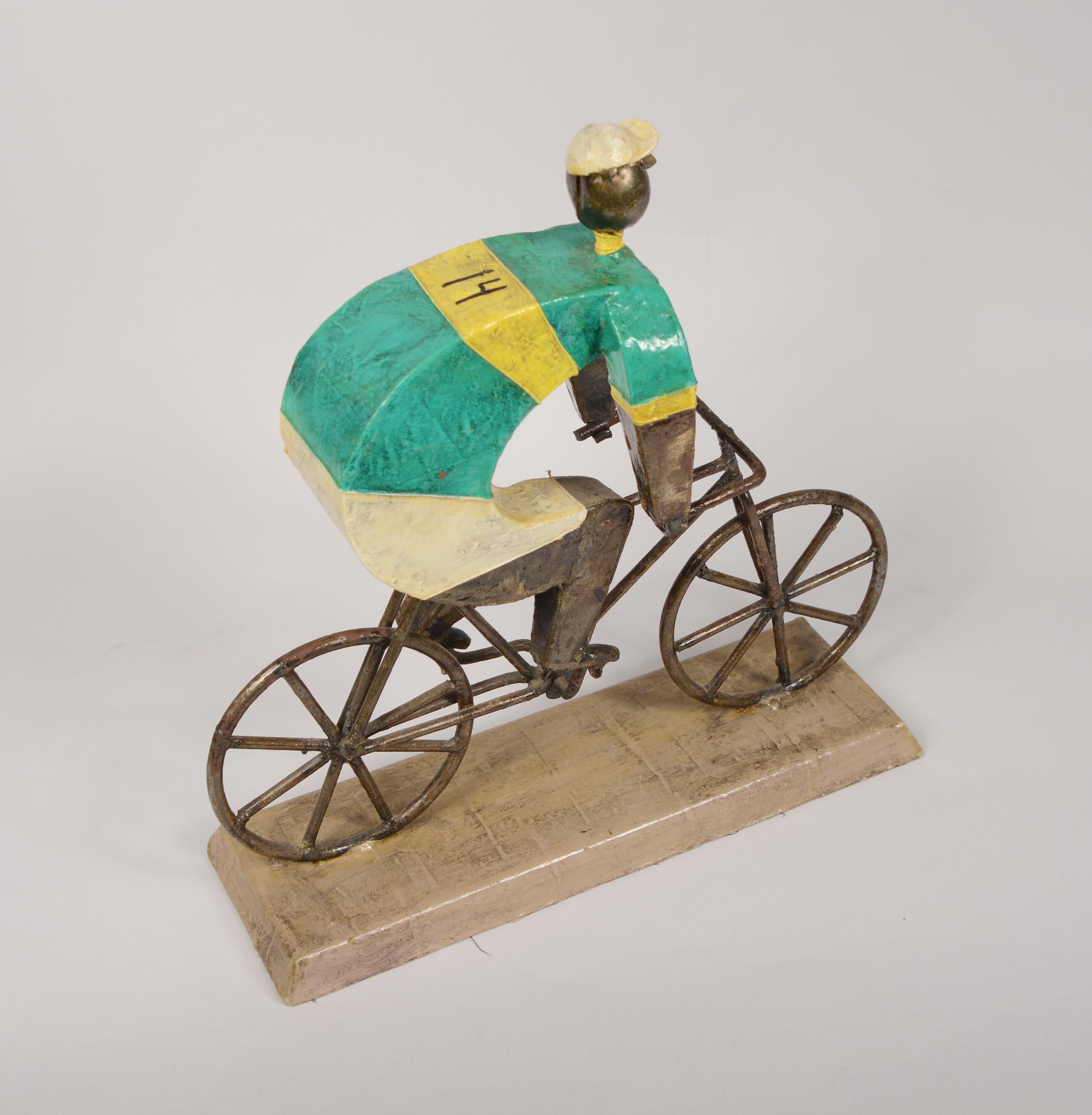 Manuel Felguerez Iron and Paper Mache Bicyclist Sculpture In Good Condition In San Mateo, CA
