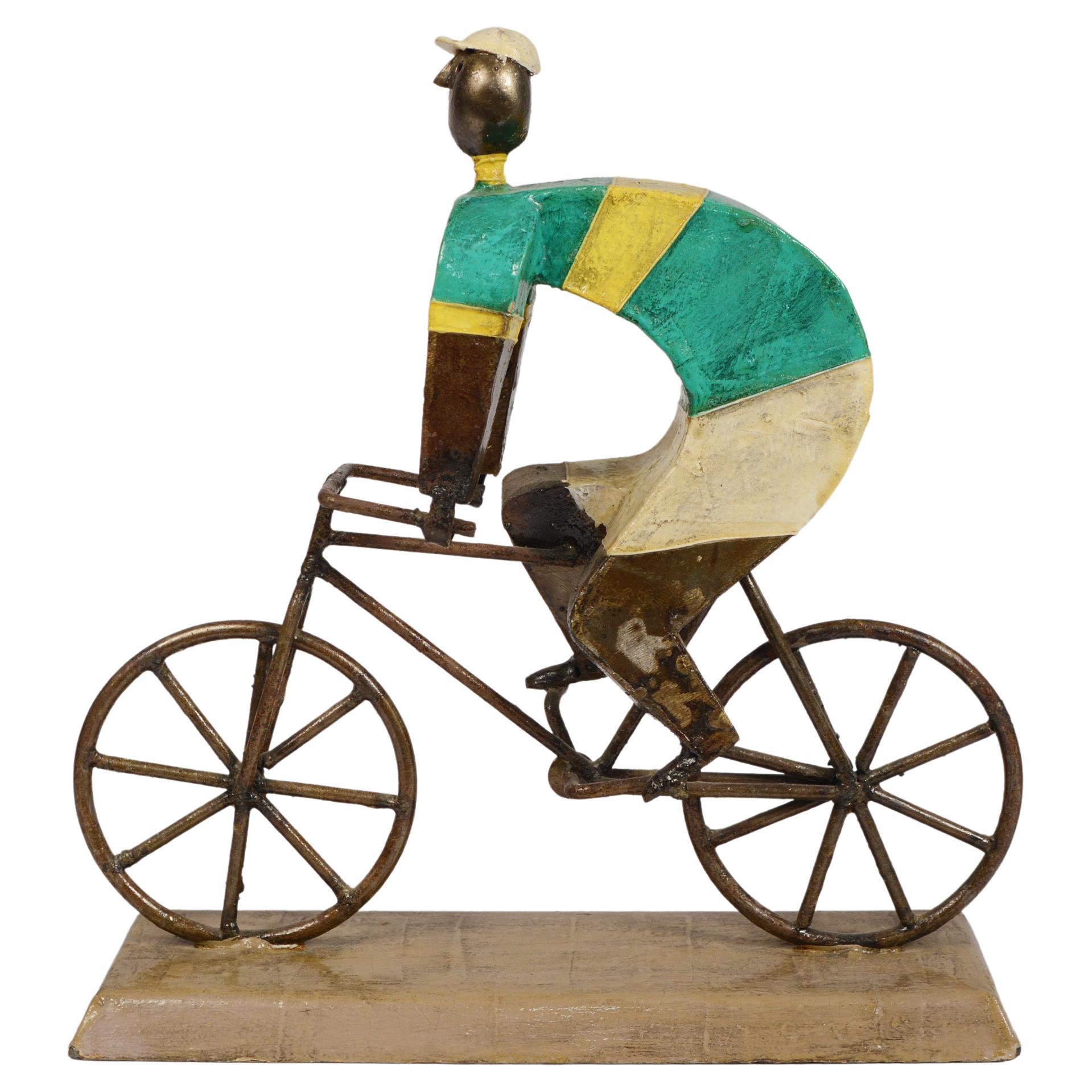 Manuel Felguerez Iron and Paper Mache Bicyclist Sculpture
