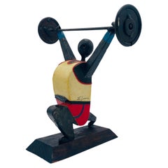 Figurative Manuel Felguerez-Skulptur eines Gewichthebers, Mexiko, 1970er Jahre