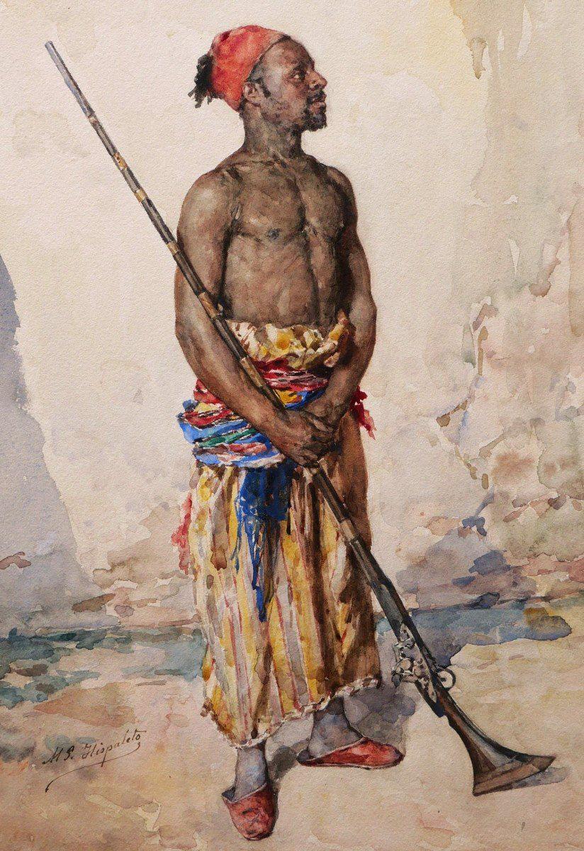Orientalistischer maurischer Soldat mit Wappen, Manuel Garcia Hispaleto, Manuel Garcia Hispaleto  im Angebot 5