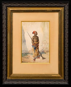 Vintage Orientalist "Moorish Soldier Holding a Rifle" Manuel Garcia Hispaleto 