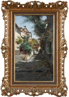 "A Street in Granada", 19th Century Oil on Canvas by Manuel García y Rodríguez