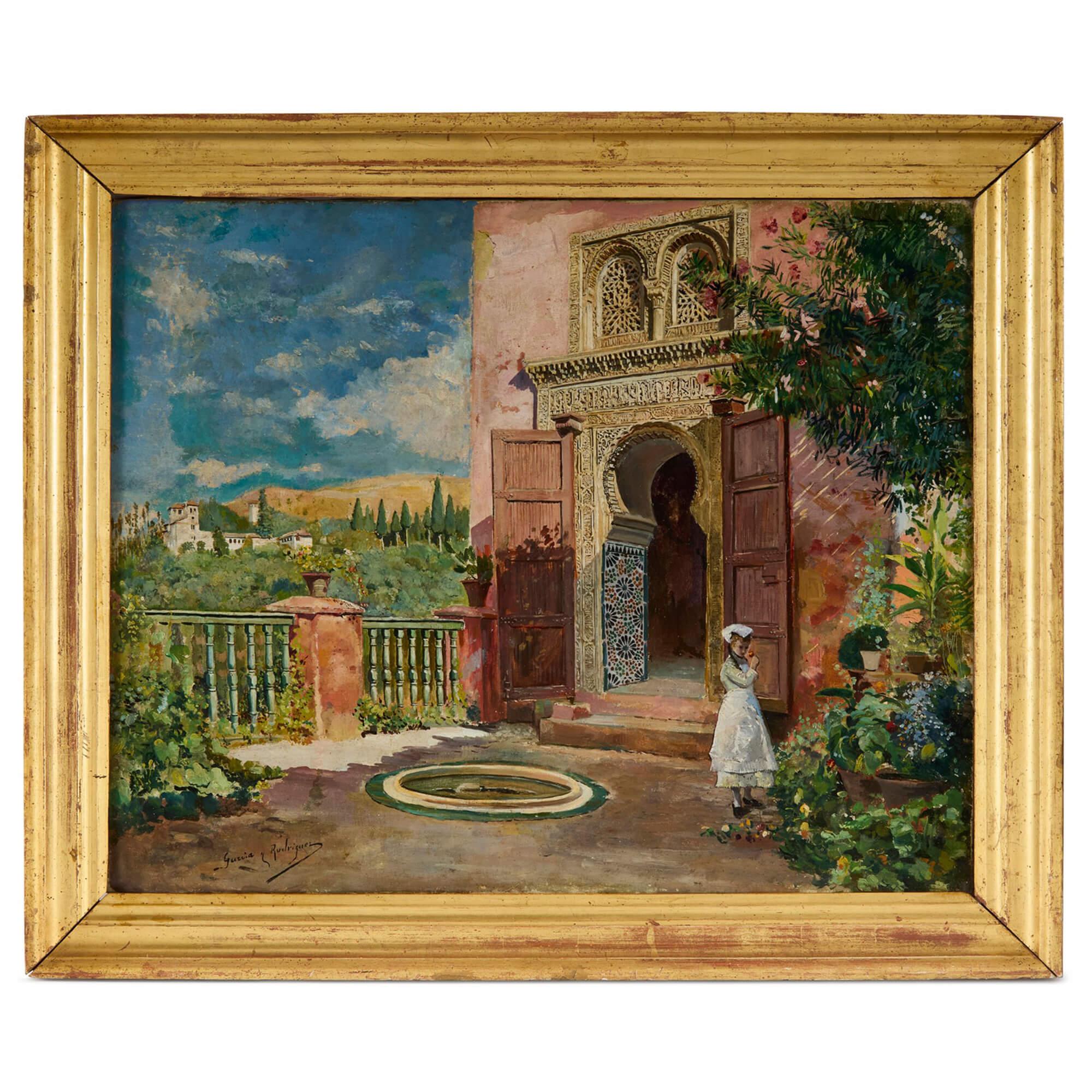 Manuel García y Rodríguez Landscape Painting - 'Partal Doorway, Alhambra Palace, Granada' by García y Rodríguez