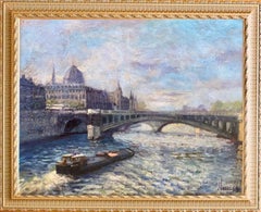 DEPOSIT for French post impressionist cityscape of Paris - Seine river
