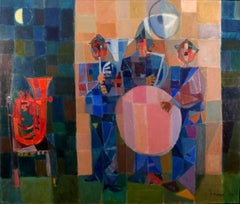 "Los Tres Músicos", 20th Century Oil on Canvas by Artist Manuel Hernández Mompó