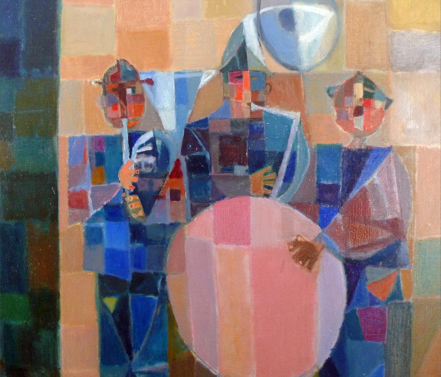 « Los Tres Músicos », huile sur toile du 20e siècle de l'artiste Manuel Hernández Mompó 7
