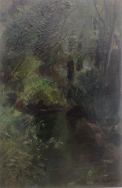 Spanische Landschaft mit Fluss Öl auf Karton Gemälde Spanien Impressionismus