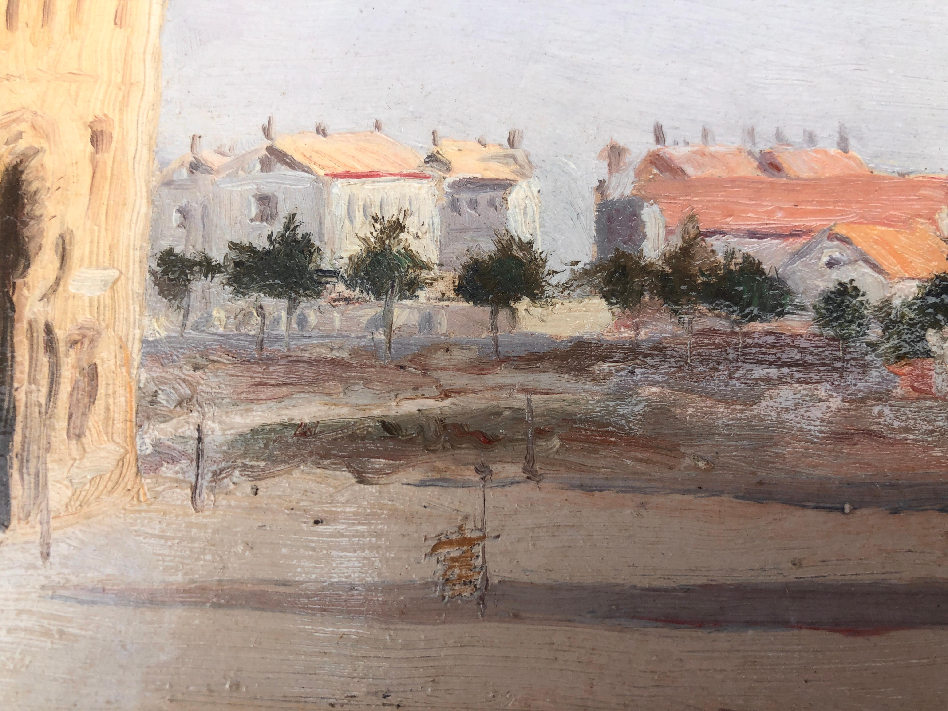 Spanish village landscape oil on cardboard painting Spain For Sale 3