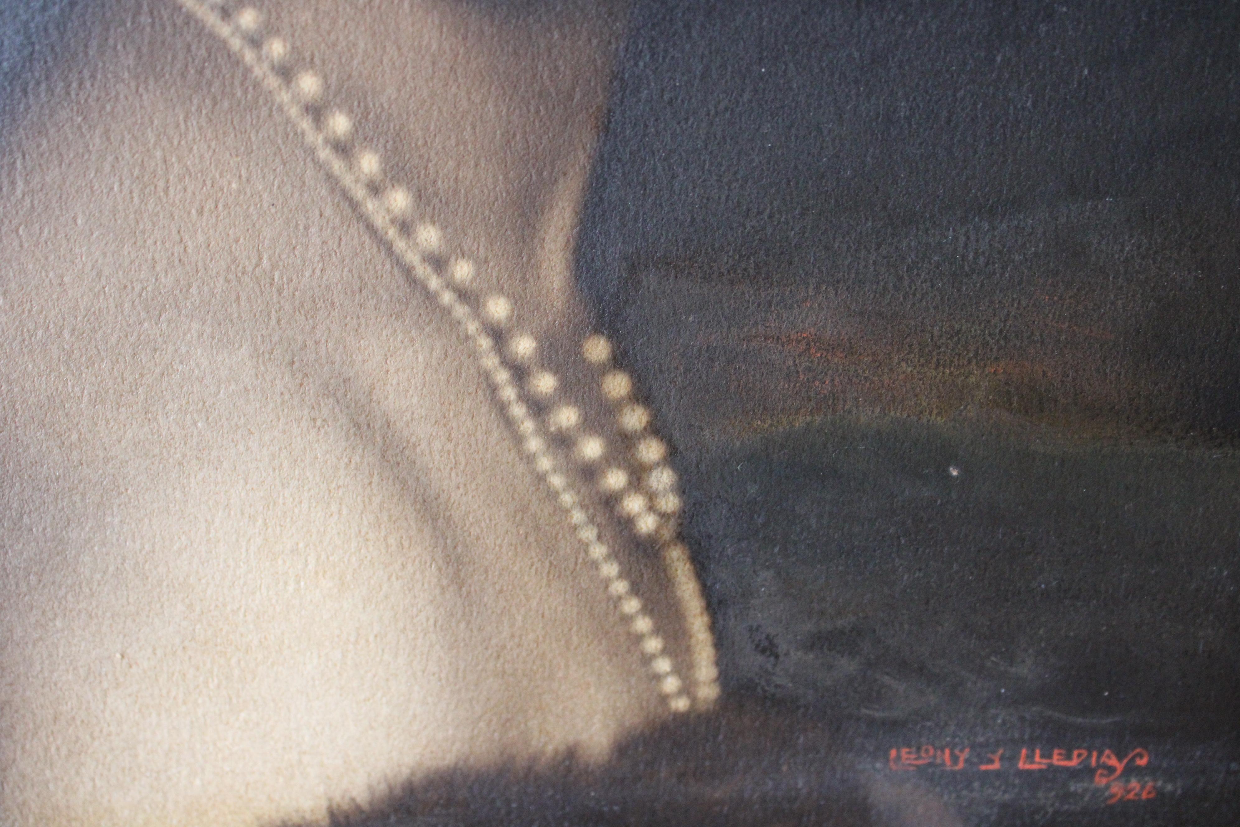 Antique Portrait oil painting of a woman dark and moody Art Deco painting For Sale 2