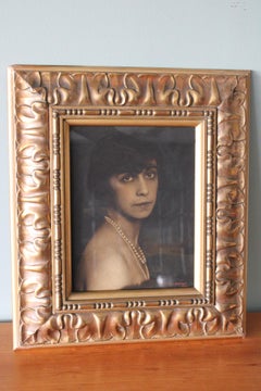 Antique Portrait oil painting of a woman dark and moody Art Deco painting