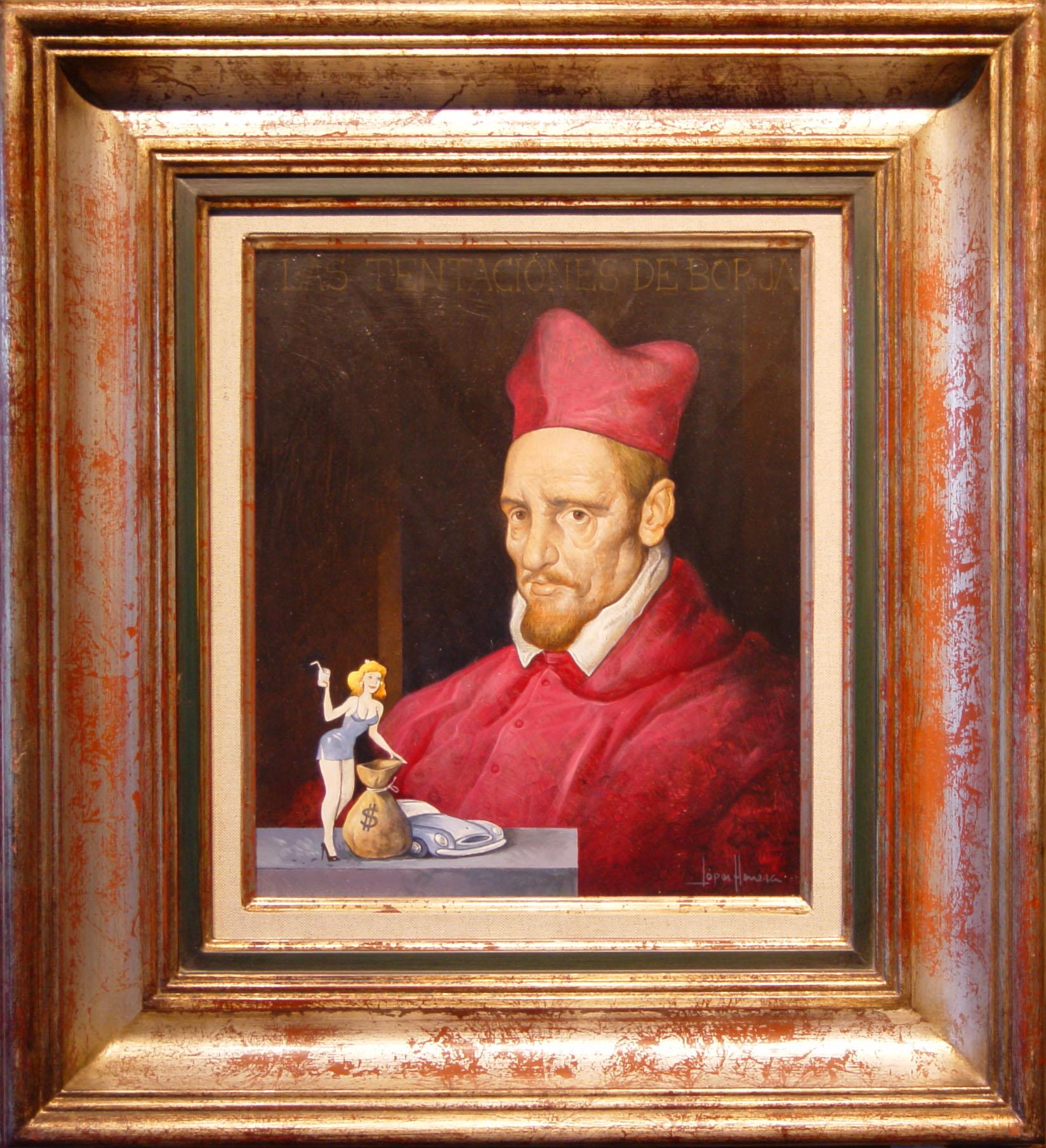 Portrait Painting de Manuel Lopez Herrera - Tentaciones Óleo Sobre Panel Pintura Retrato Post Moderno En Stock