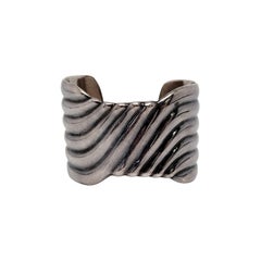 Manuel Lopez TM-01 Sterling Silver Mexico Ribbed Swirl Cuff Bracelet