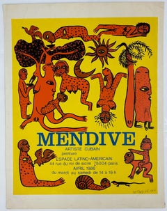Manuel Mendive Master Cuban Artist Original Hand Signed silkscreen 1986