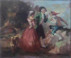 Vintage Goyesque scene original oil on canvas painting 