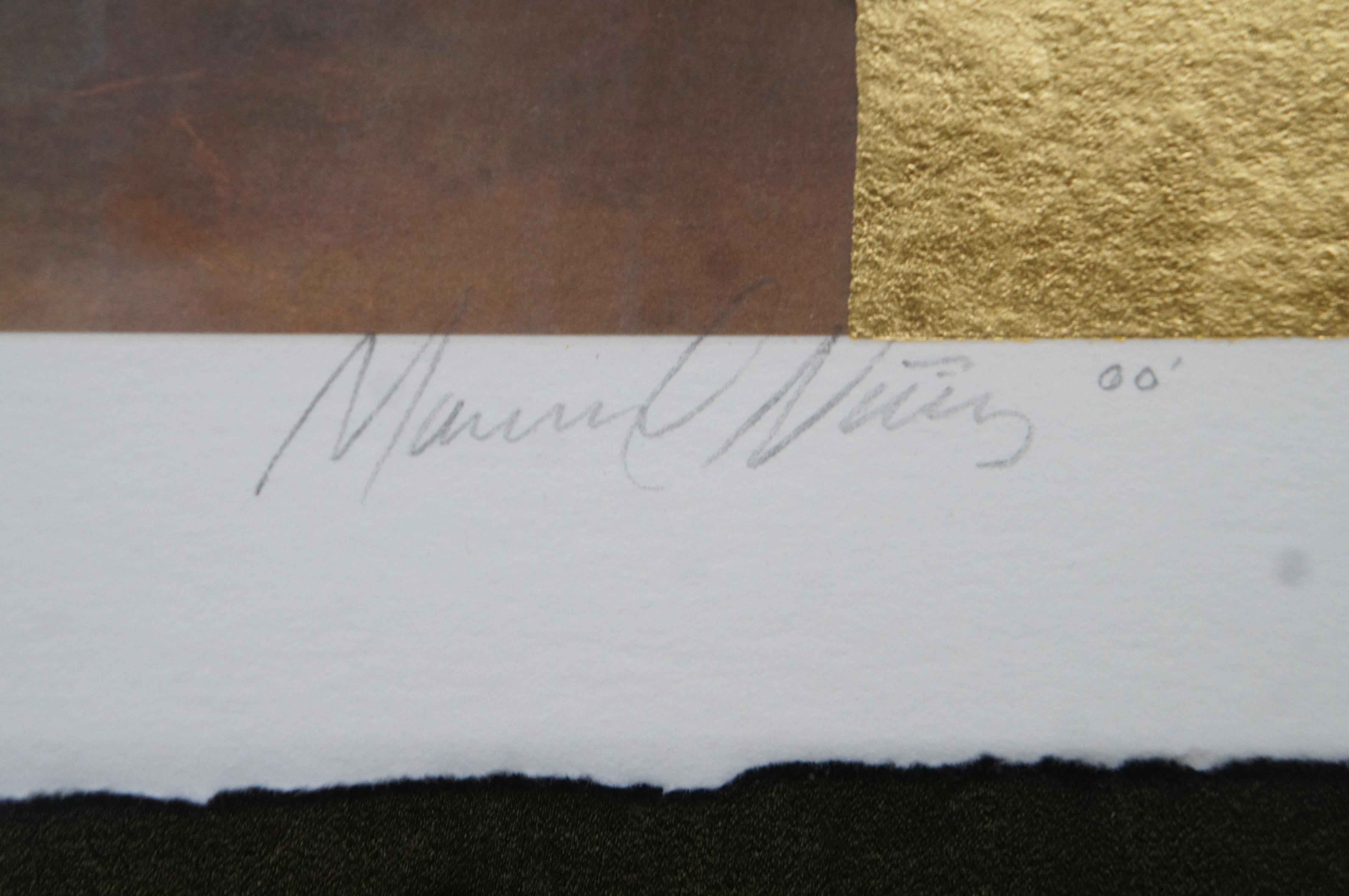 Manuel Nunez Eternal Separation Gold Leaf Mixed Media Giclee on Paper For Sale 2