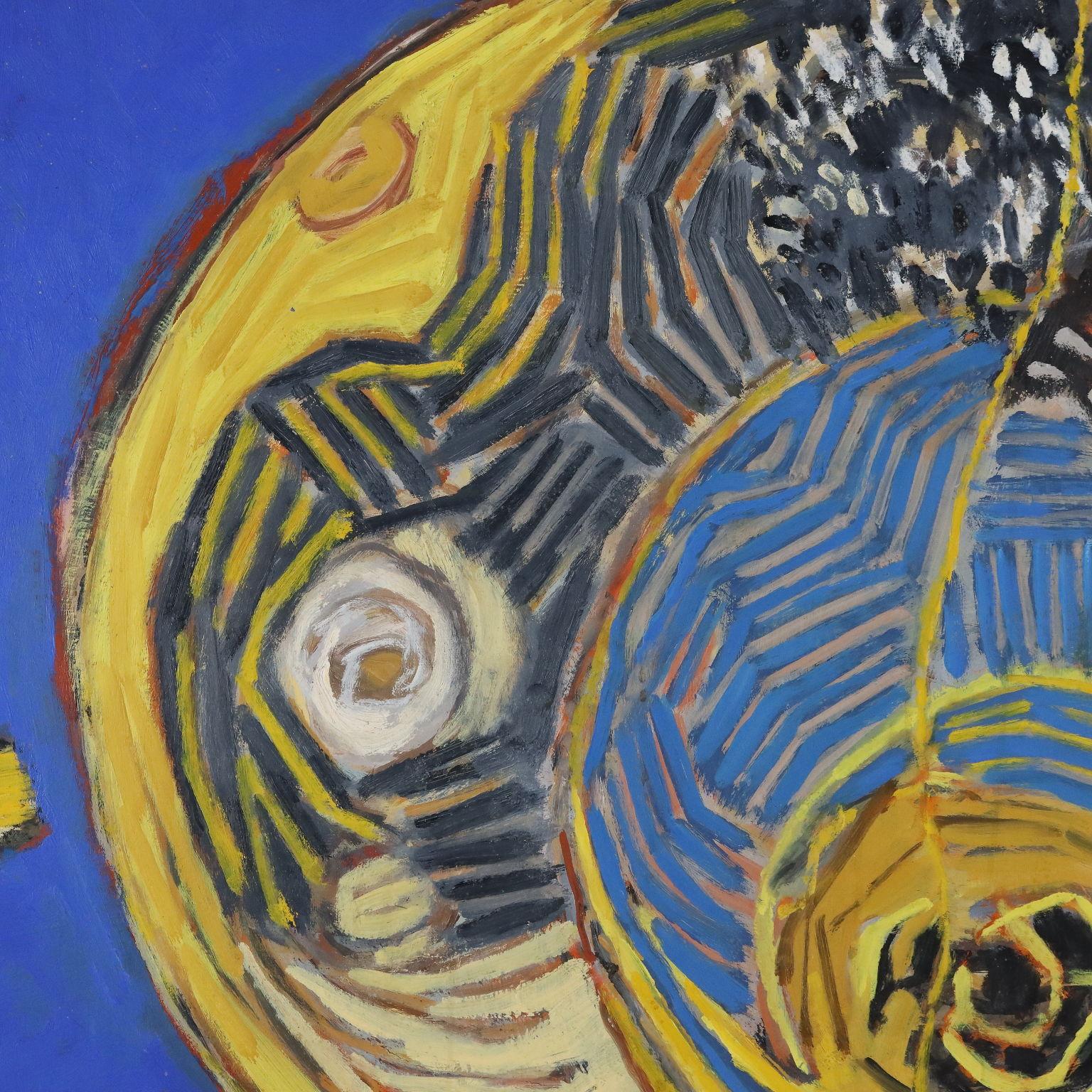 Jehovah Ordonnant de sa Main Puissante une Famille Cosmique, 1970 - Abstract Painting Gray de Manuel Orazi 