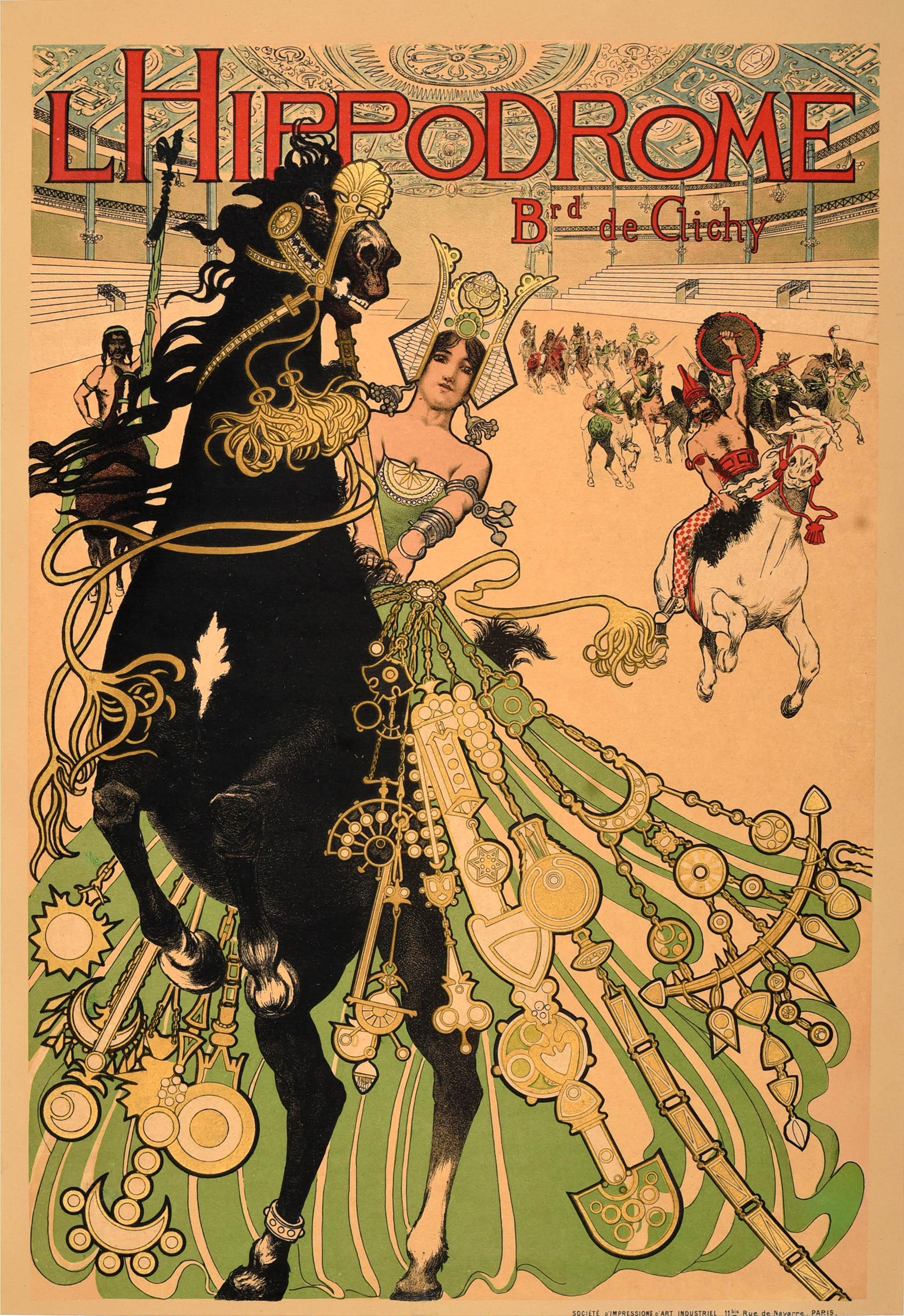 Manuel Orazi  Print – Original Antikes Jugendstil-Poster Hippodrom Boulevard De Clichy Paris Orazi, Original