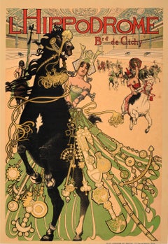 Original Used Art Nouveau Poster Hippodrome Boulevard De Clichy Paris Orazi