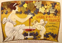 Original Vintage Ligue Vinicole de France Pooster de Manuel Orazi 1901