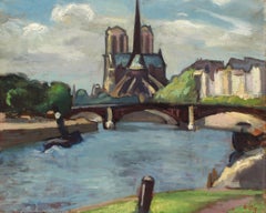 Modernes impressionistisches Ölgemälde Notre Dame Paris Seiner Fluss Ortiz de Zarate, modern