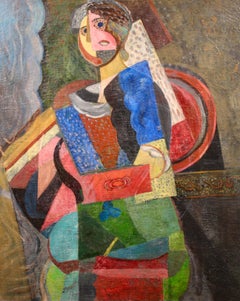 Porträt einer Frau - Modernistisches figuratives Öl von Manuel Ortiz de Zárate