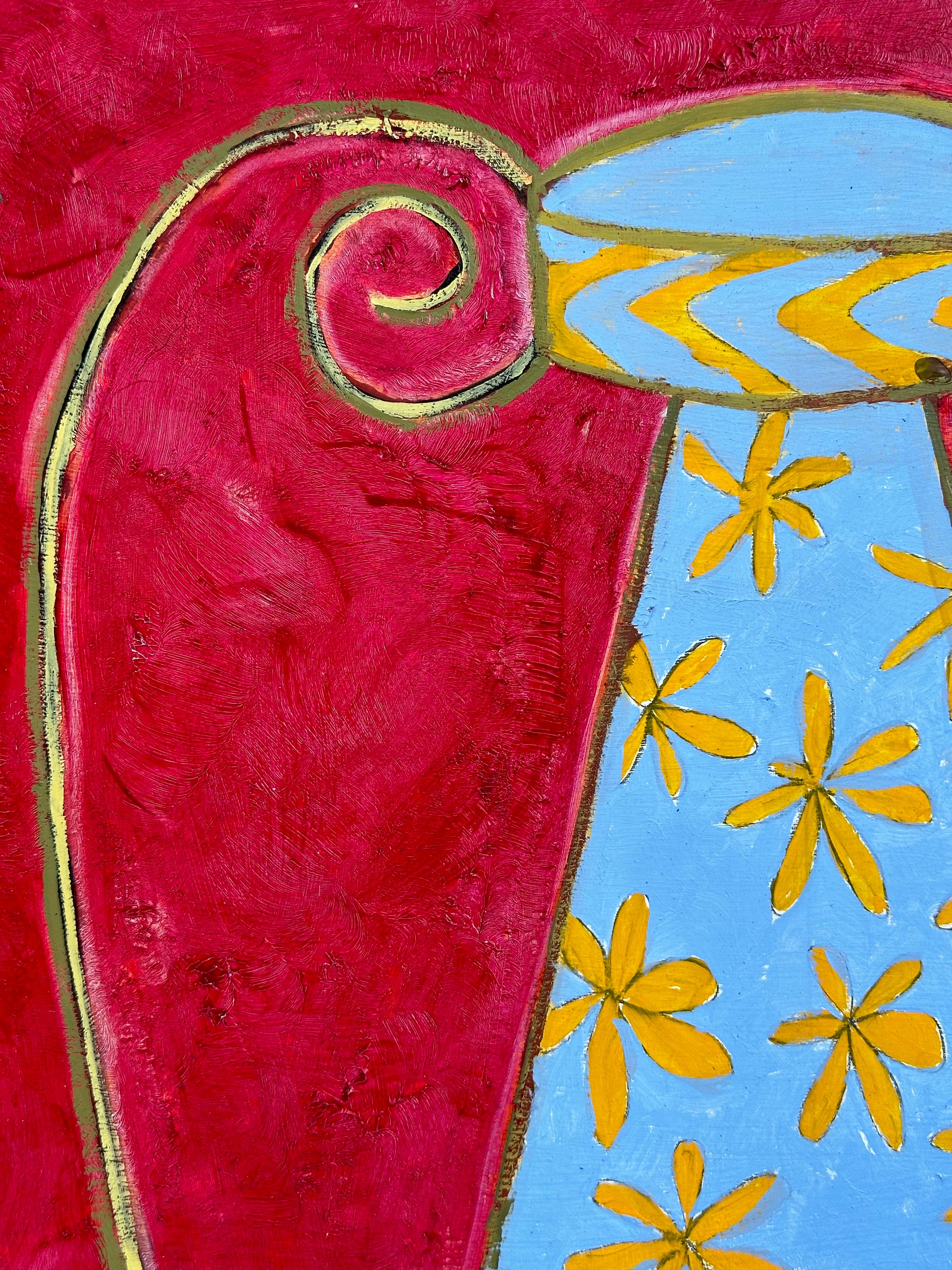 Natura morta astratta di vaso floreale (artista cubano) - Painting di Manuel Pardo