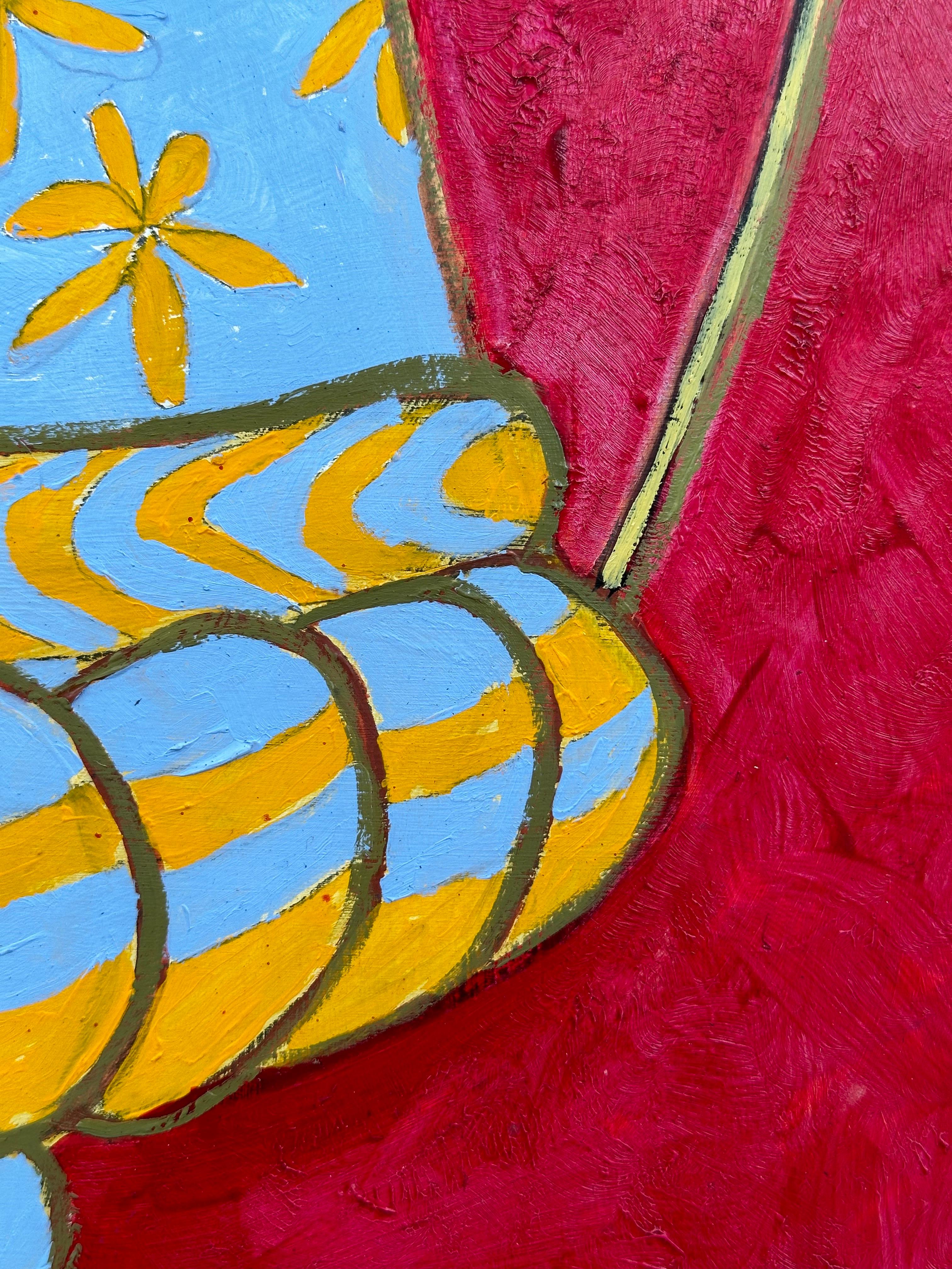 Natura morta astratta di vaso floreale (artista cubano) - Painting Neoespressionismo di Manuel Pardo