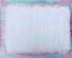 Farbverblasste abstraktes Gemälde in Mischtechnik auf Tisch
