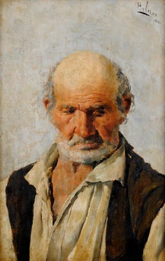 Portrait of a Man - 19th Century Spanish Antique Oil on Panel Painting