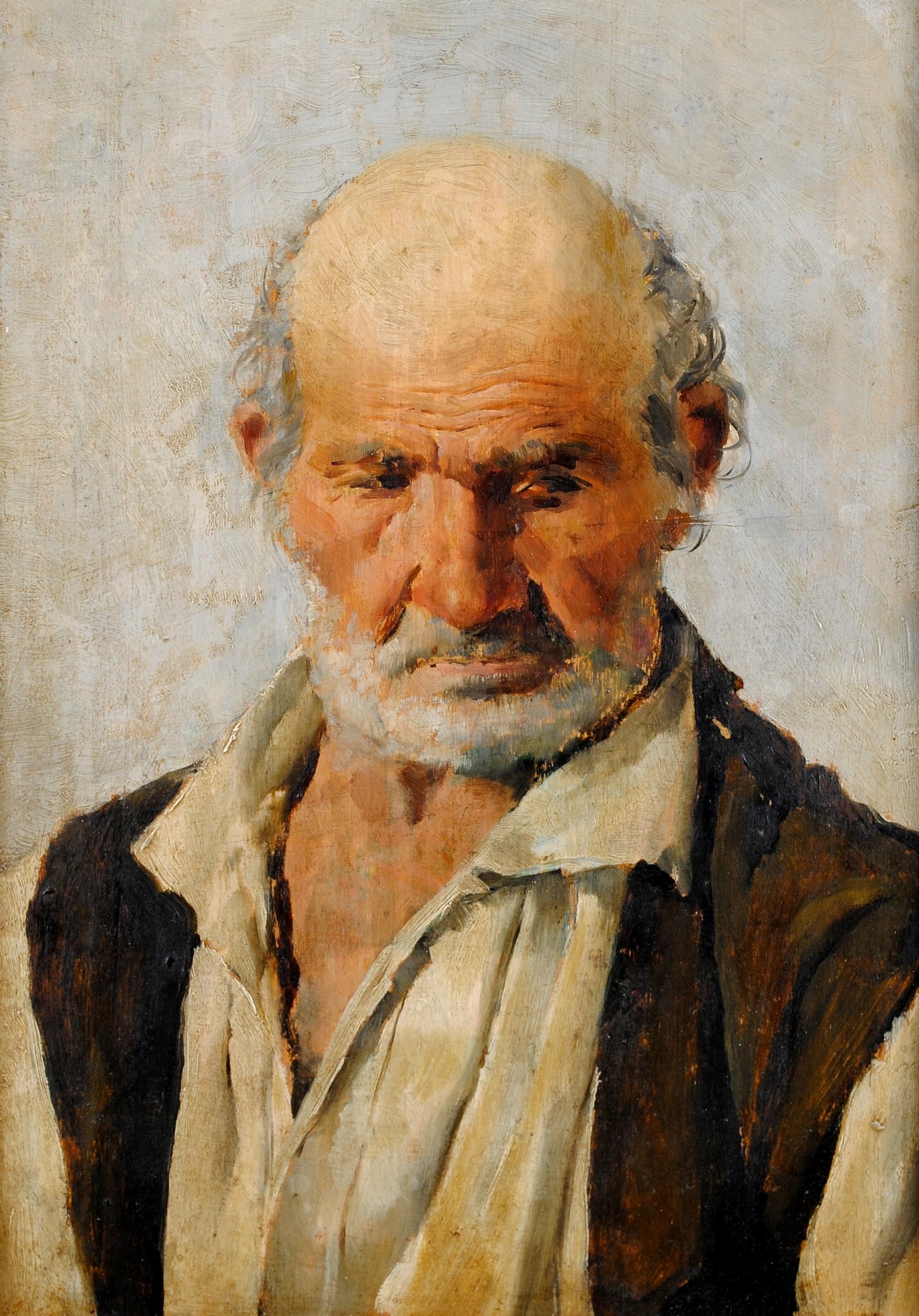 Portrait of a Man - 19th Century Spanish Antique Oil on Panel Painting - Brown Portrait Painting by Manuel Pla y Valor