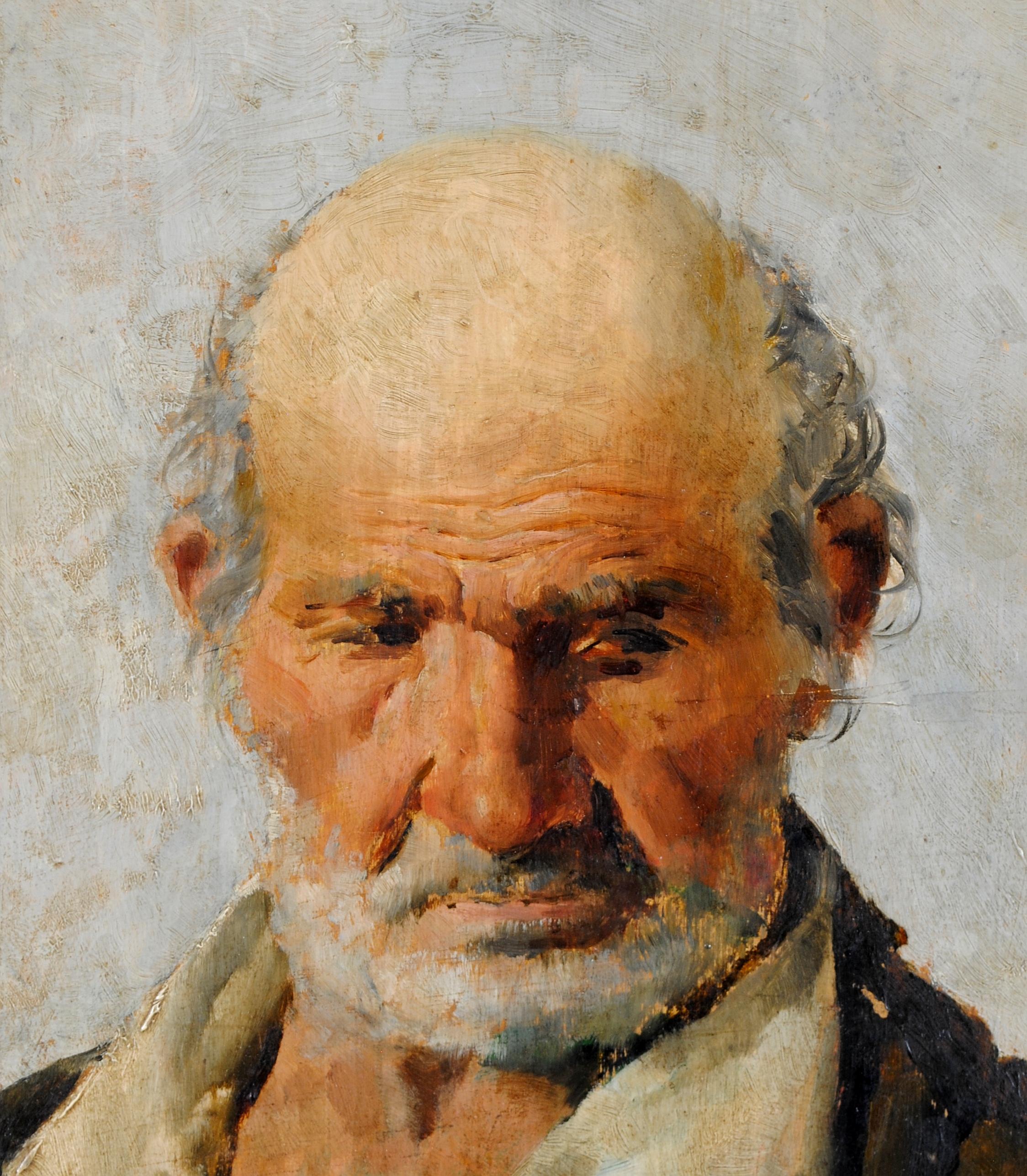 Portrait of a Man - 19th Century Spanish Antique Oil on Panel Painting For Sale 1