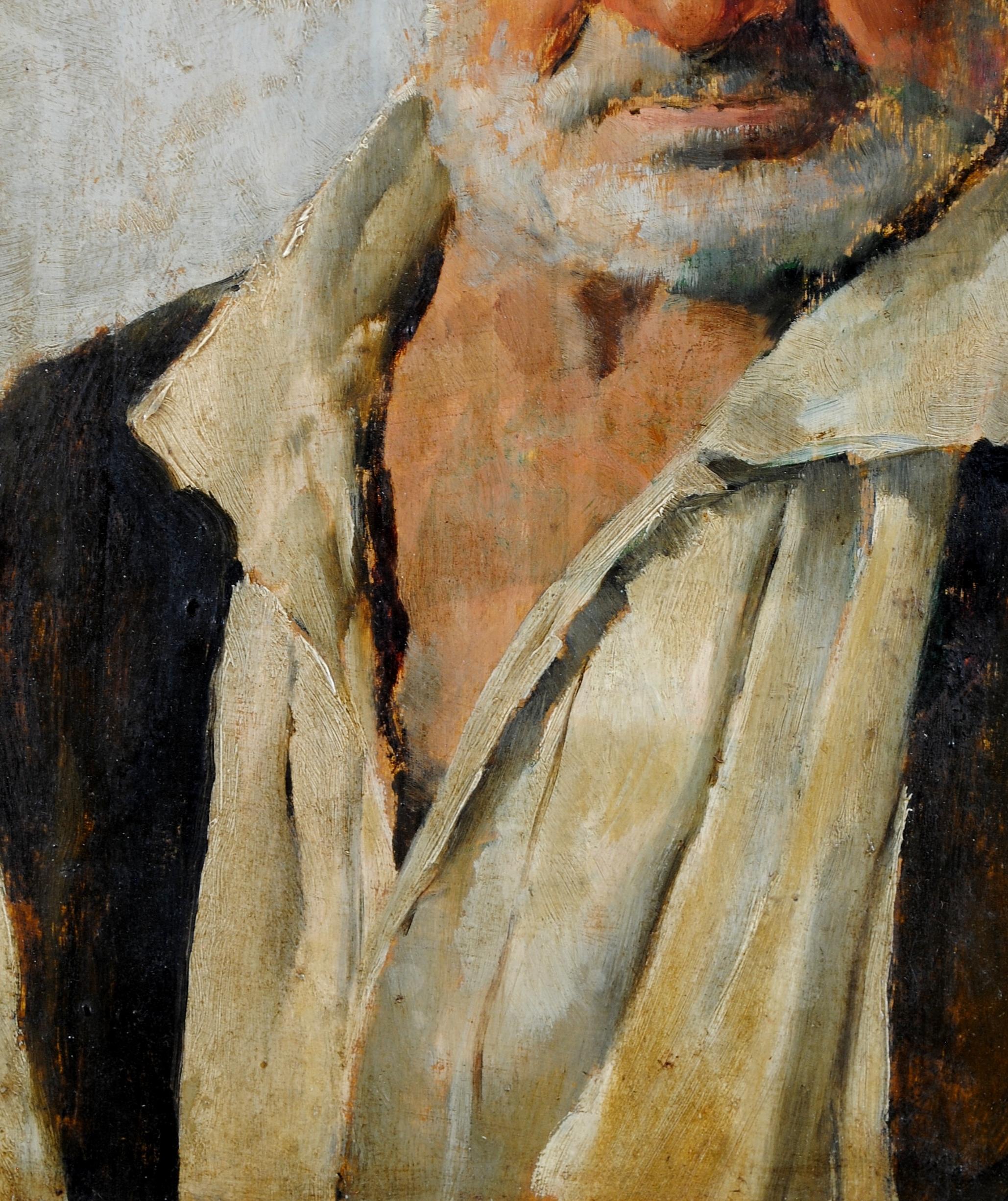 Portrait of a Man - 19th Century Spanish Antique Oil on Panel Painting For Sale 2