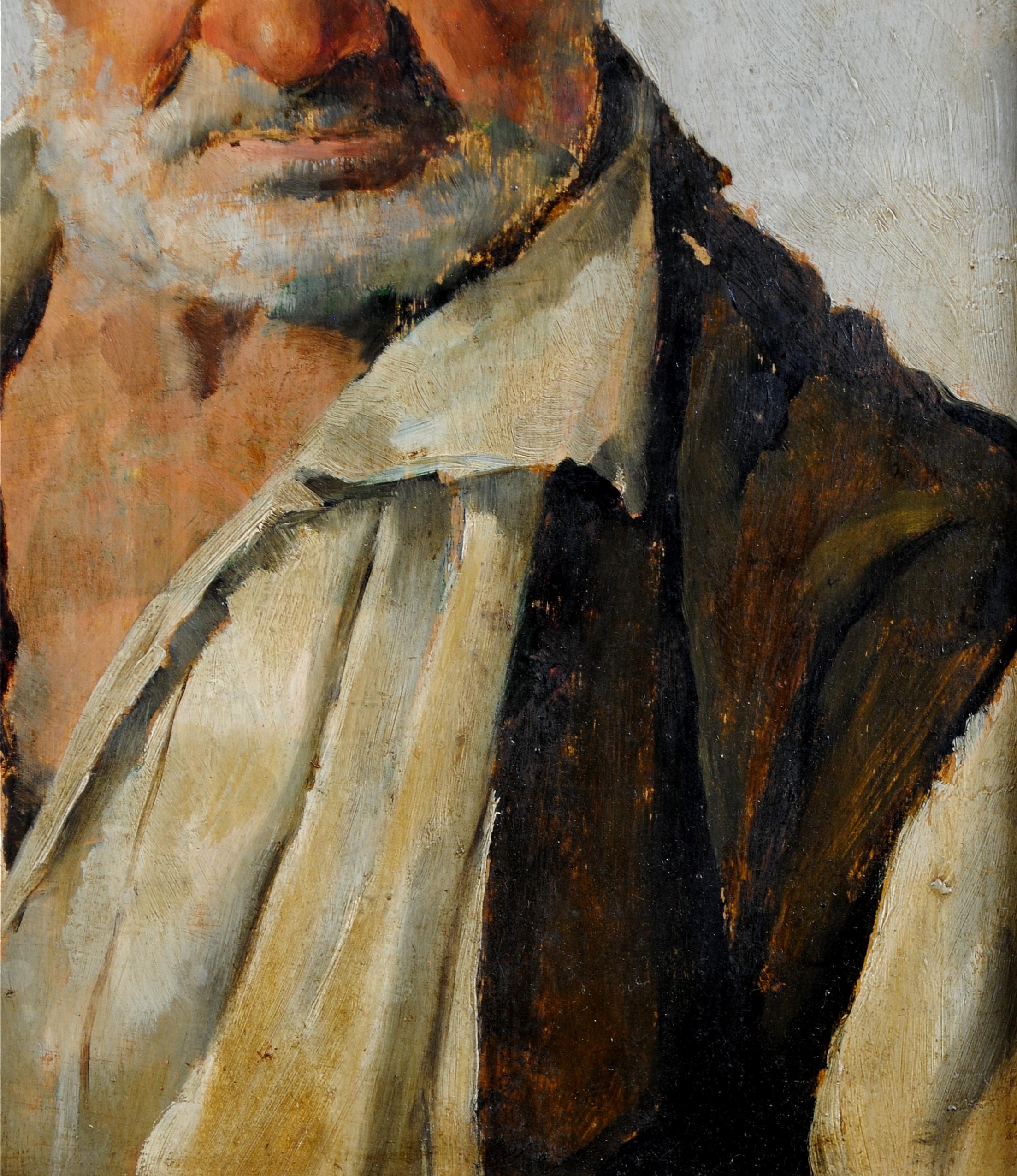 Portrait of a Man - 19th Century Spanish Antique Oil on Panel Painting For Sale 3