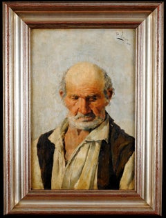 Portrait of a Man - 19th Century Spanish Antique Oil on Panel Painting