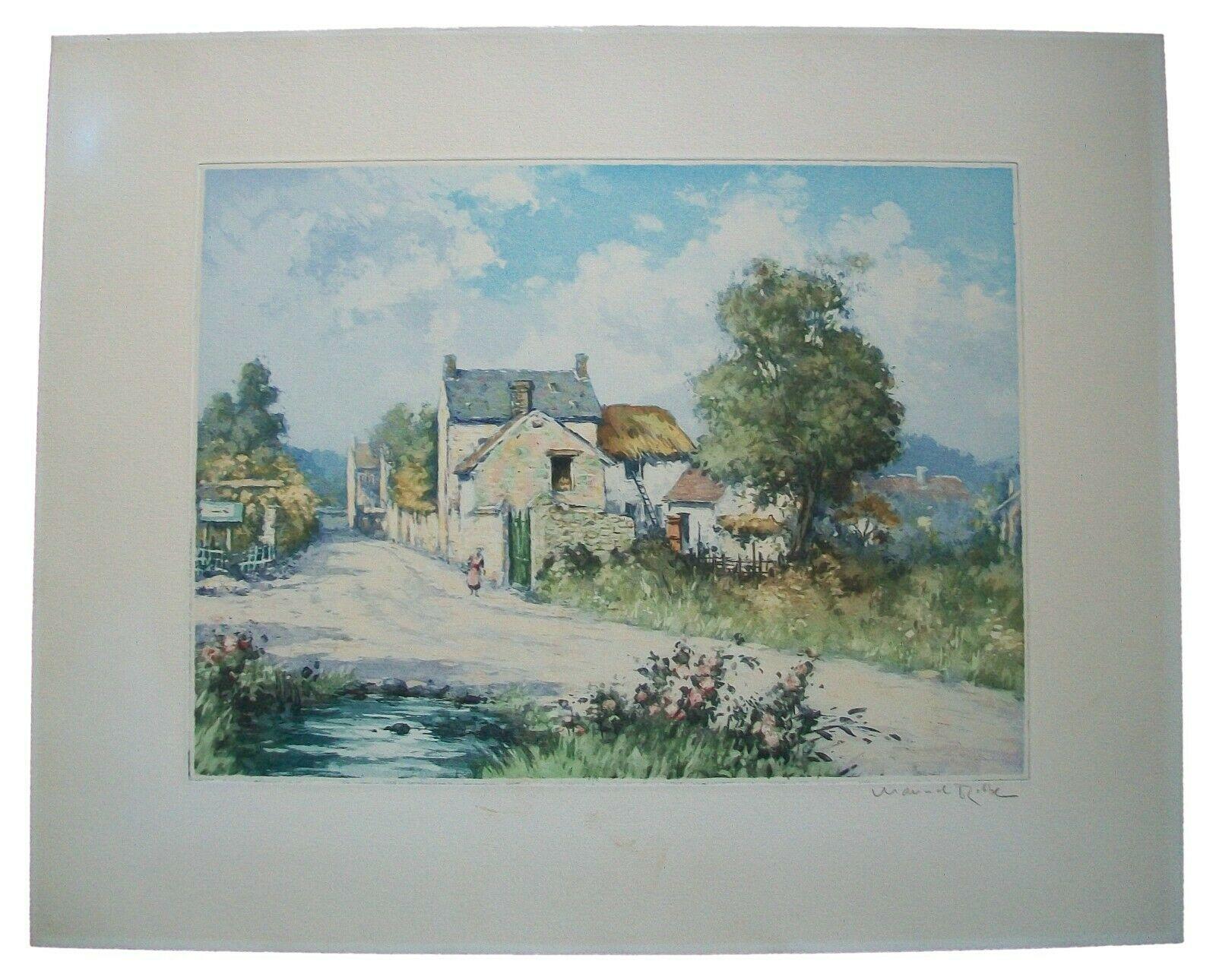 French Manuel Robbe, 'Entrance to Village', Etching with Aquatint, France, C.1920's For Sale