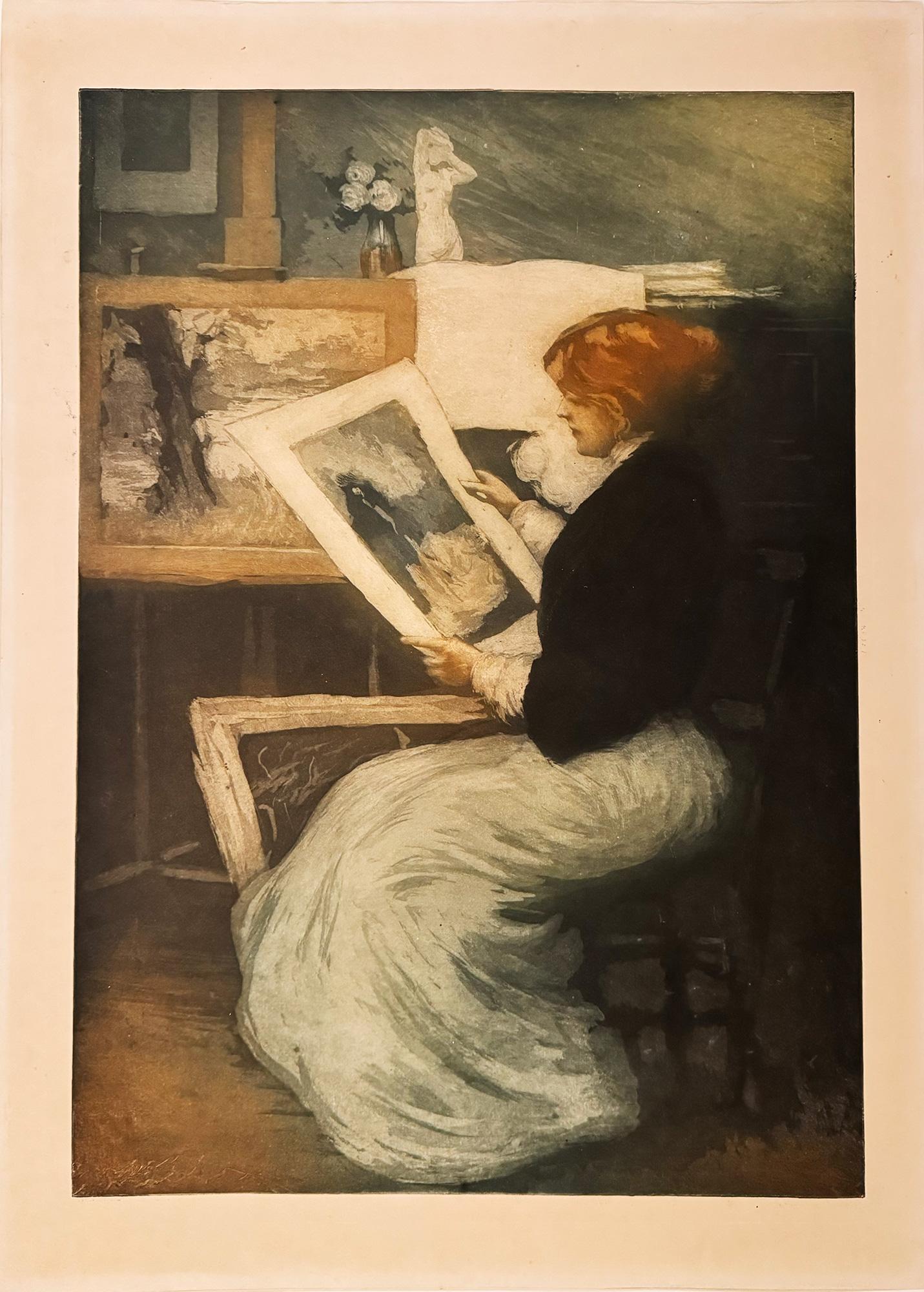 Femme a l'Estampe - Print by Manuel Robbe