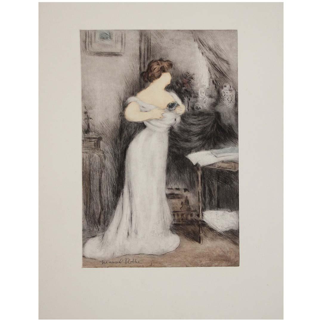 Original aquatint engraving created in 1903 by Manuel Robbe