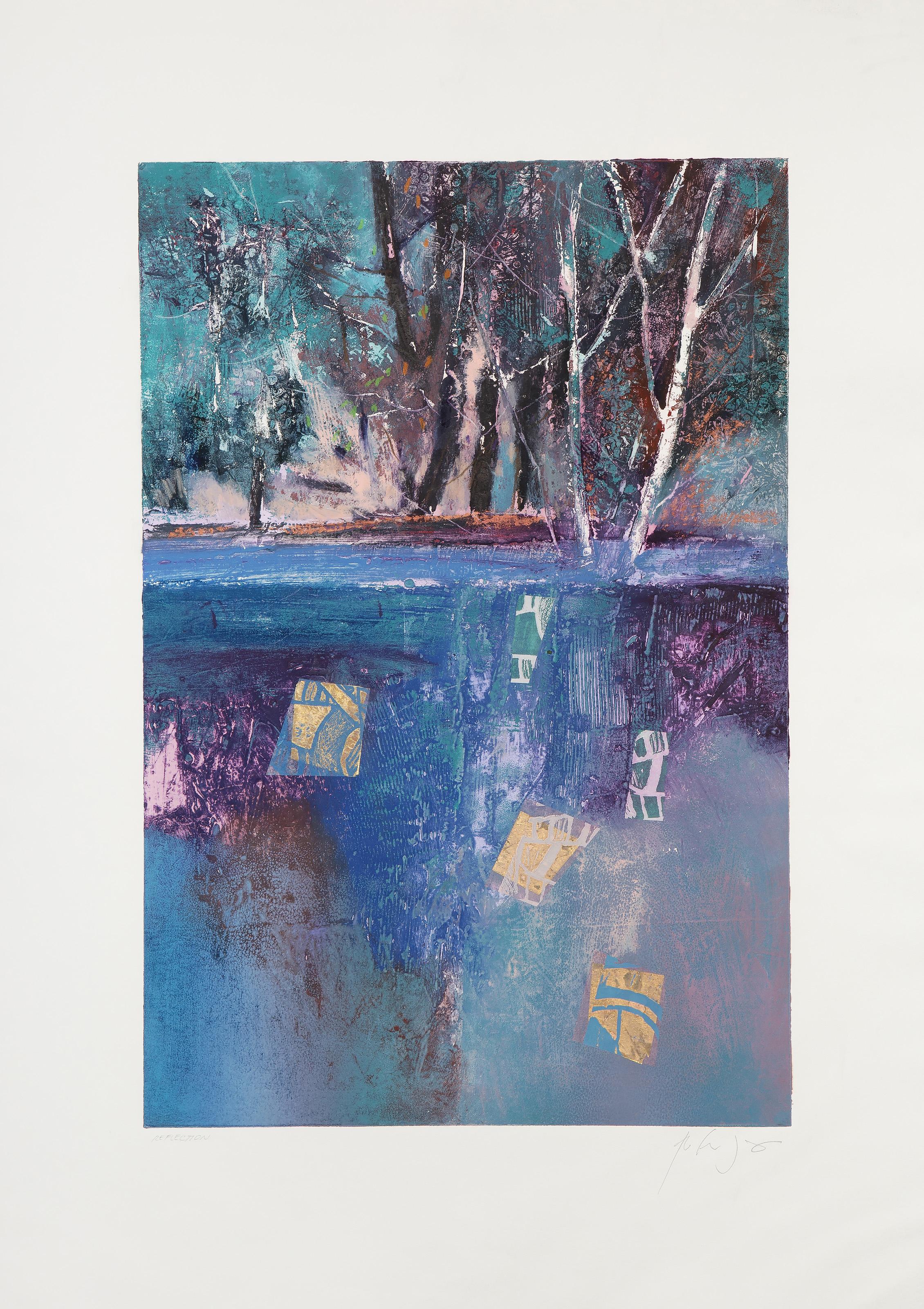 Manuel JR Jr, Philippin (1942 - ) - Réflexion II, Médium : Monoprint et Mixed Media sur BFK Rives, signé et titré au crayon, Edition : 1/1, Taille de l'image : 29.5 x 19.75 pouces, Taille : 41.5 x 29.5 in. (105.41 x 74.93 cm)