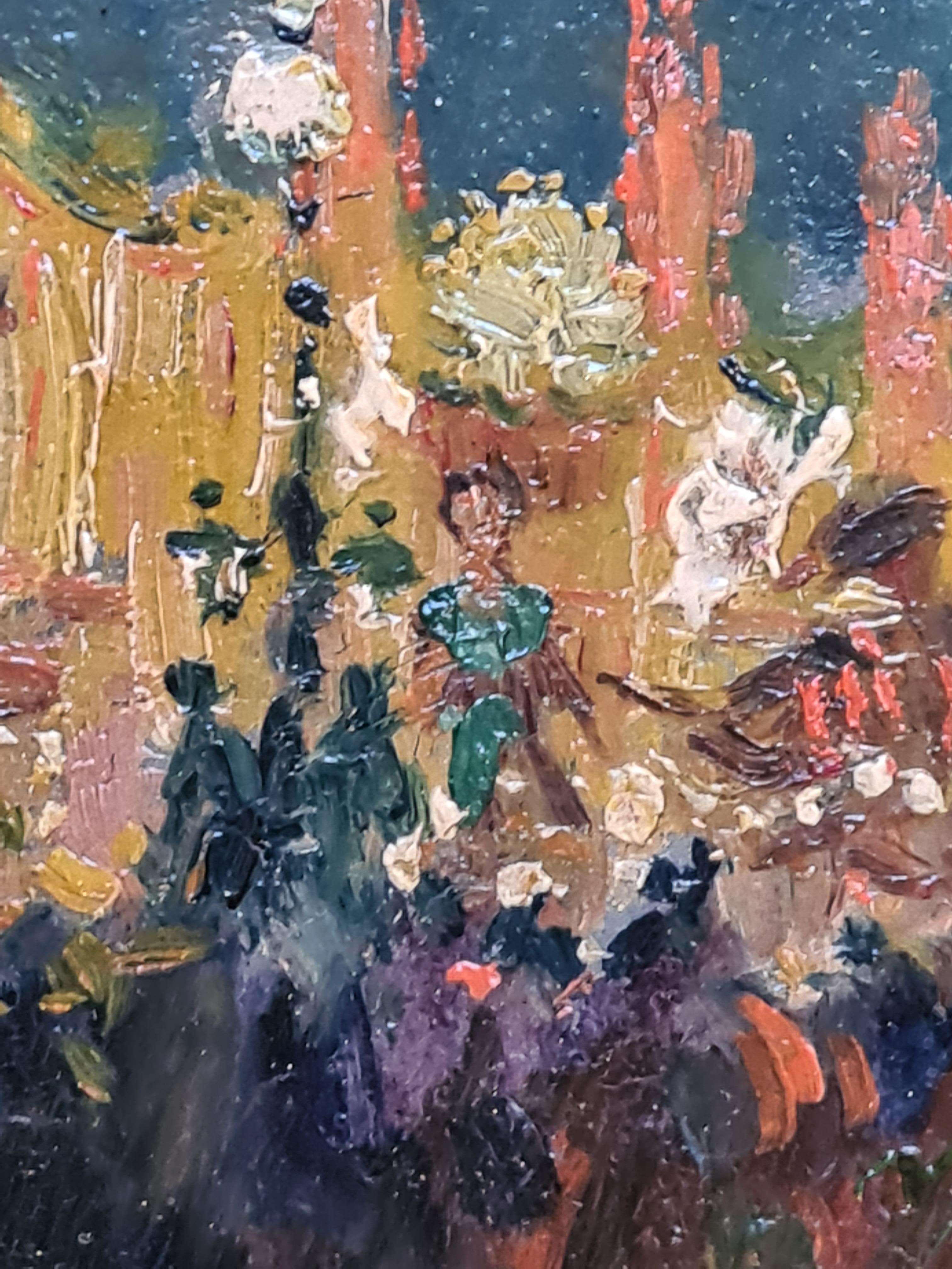 The Carnival in Nice, Belle Epoque Impressionist Oil on Panel 1