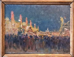 The Carnival in Nice, Belle Epoque Impressionist Oil on Panel