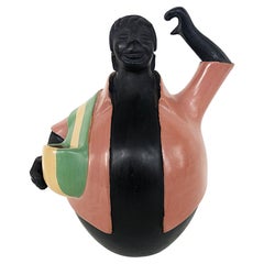Manuel Sandoval Valez Scultura figurativa in ceramica latino-americana raffigurante un edicolante