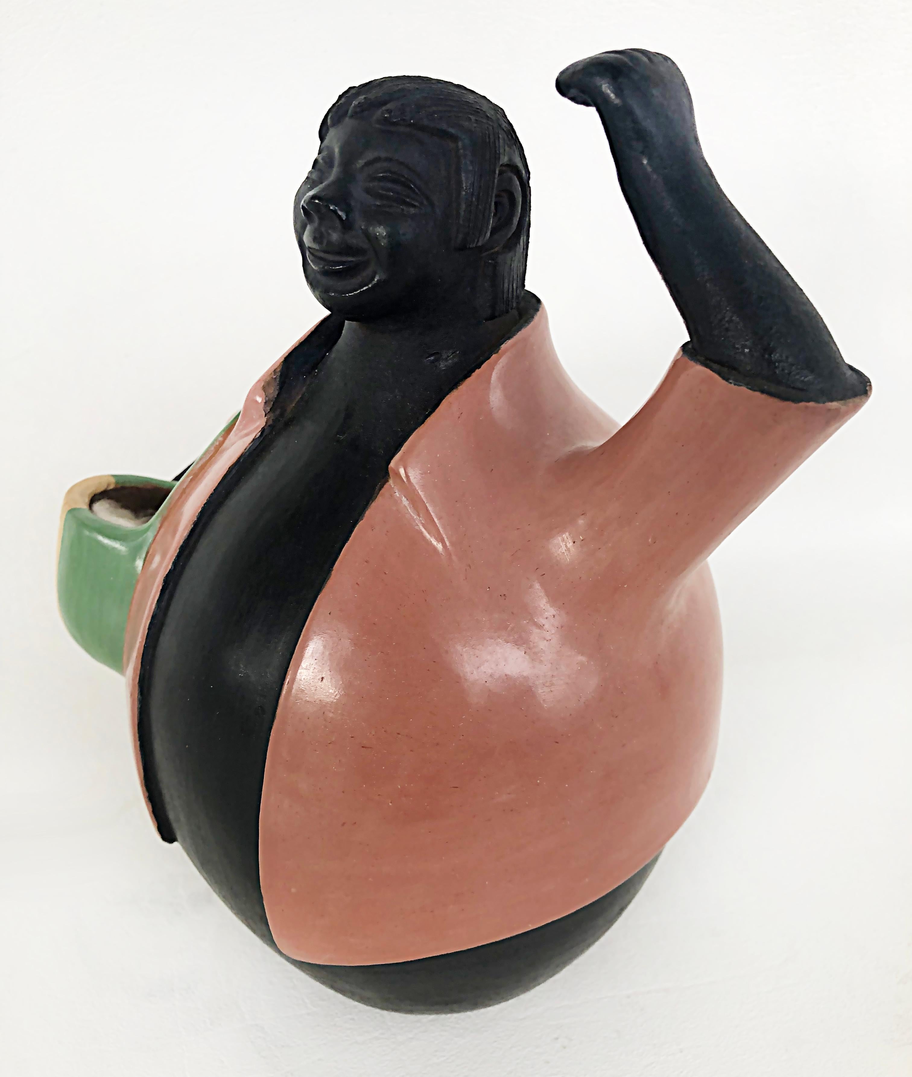 Folk Art Manuel Sandoval Valez Latin American Figurative Ceramic Sculpture of a Newsboy For Sale