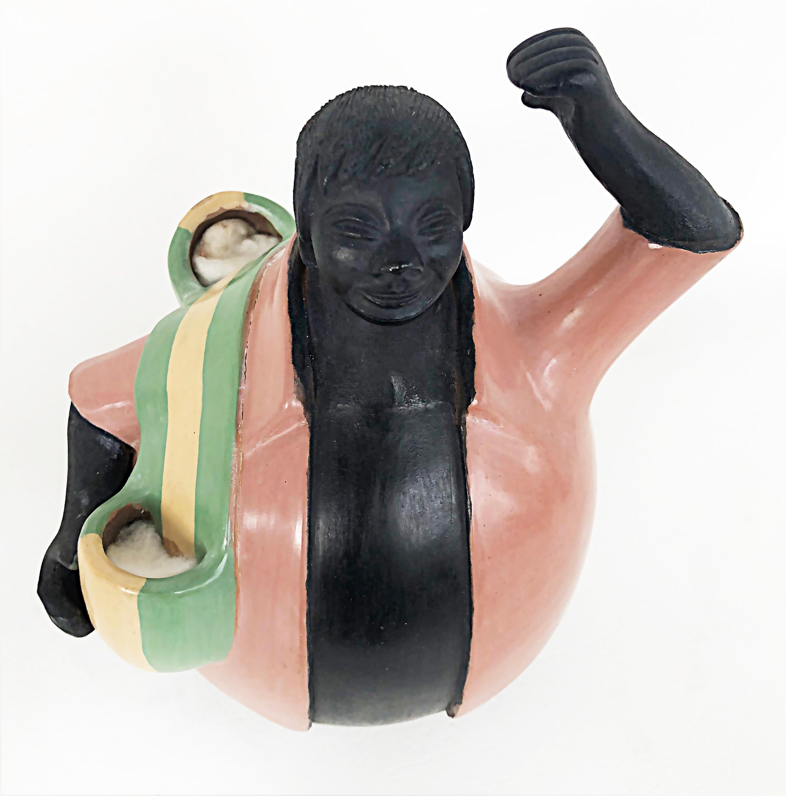 Manuel Sandoval Valez Latin American Figurative Ceramic Sculpture of a Newsboy For Sale 1